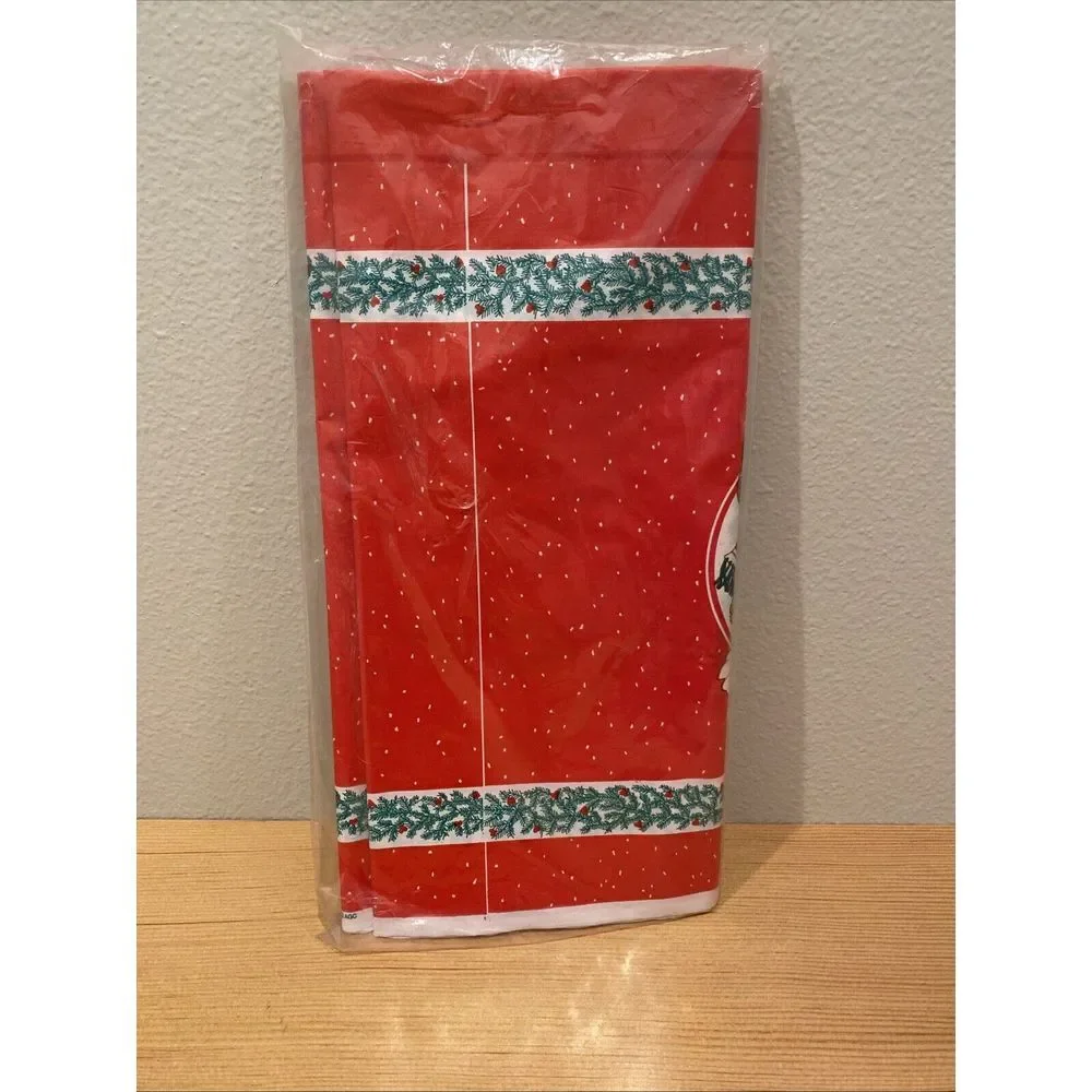 Vintage Plastic Tablecover 54x96 by American‎ Greetings NOS Christmas Bear